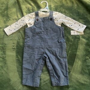 Carter's Blue Overalls with White Patterned Shirt